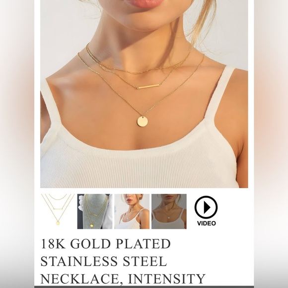 18k Gold plated stainless steel necklace. - Picture 2 of 3